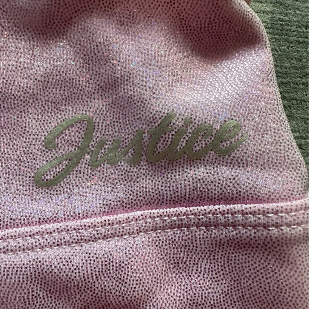Justice Girls Sparkly Pink Athletic Shorts with Ruched Sides XL